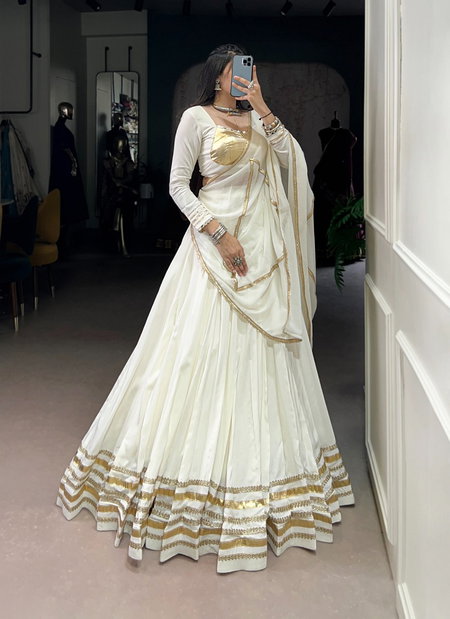 White Colour Pure Rayon With Lace Touch Up Lehenga With Blouse Dupatta LNB 1605 